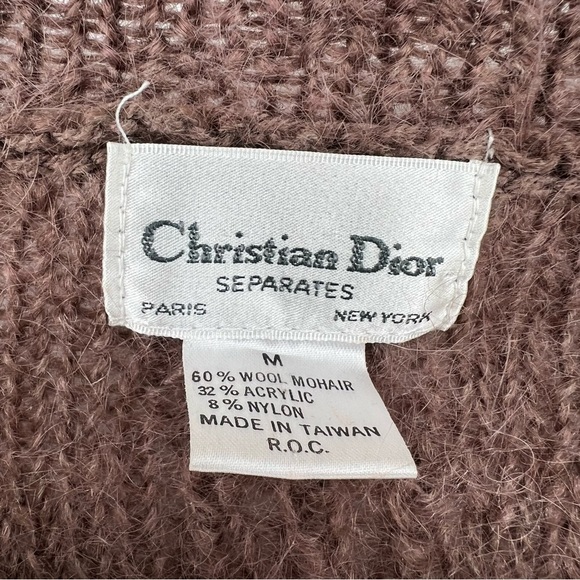 Vintage Christian Dior Separates Mohair Wool Brown Button V Neck Sweater Vest - Picture 4 of 9